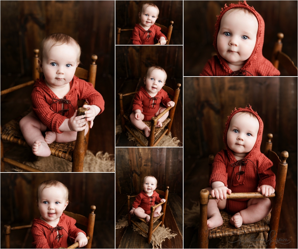 Adorable 6-month-old baby boy during his milestone photography session in Georgetown, KY.