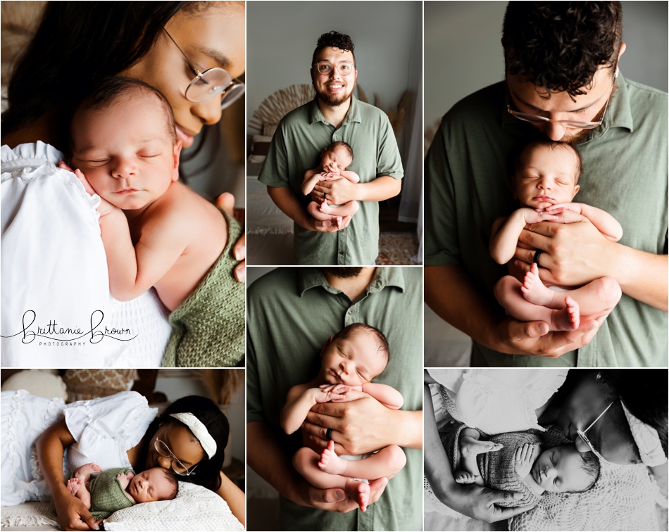 Newborn snuggling with his parents at a studio in Georgetown, KY