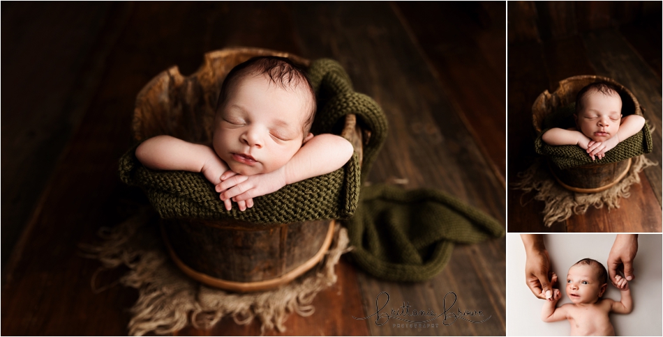 A heartwarming baby session featuring Phoenix in a bucket.