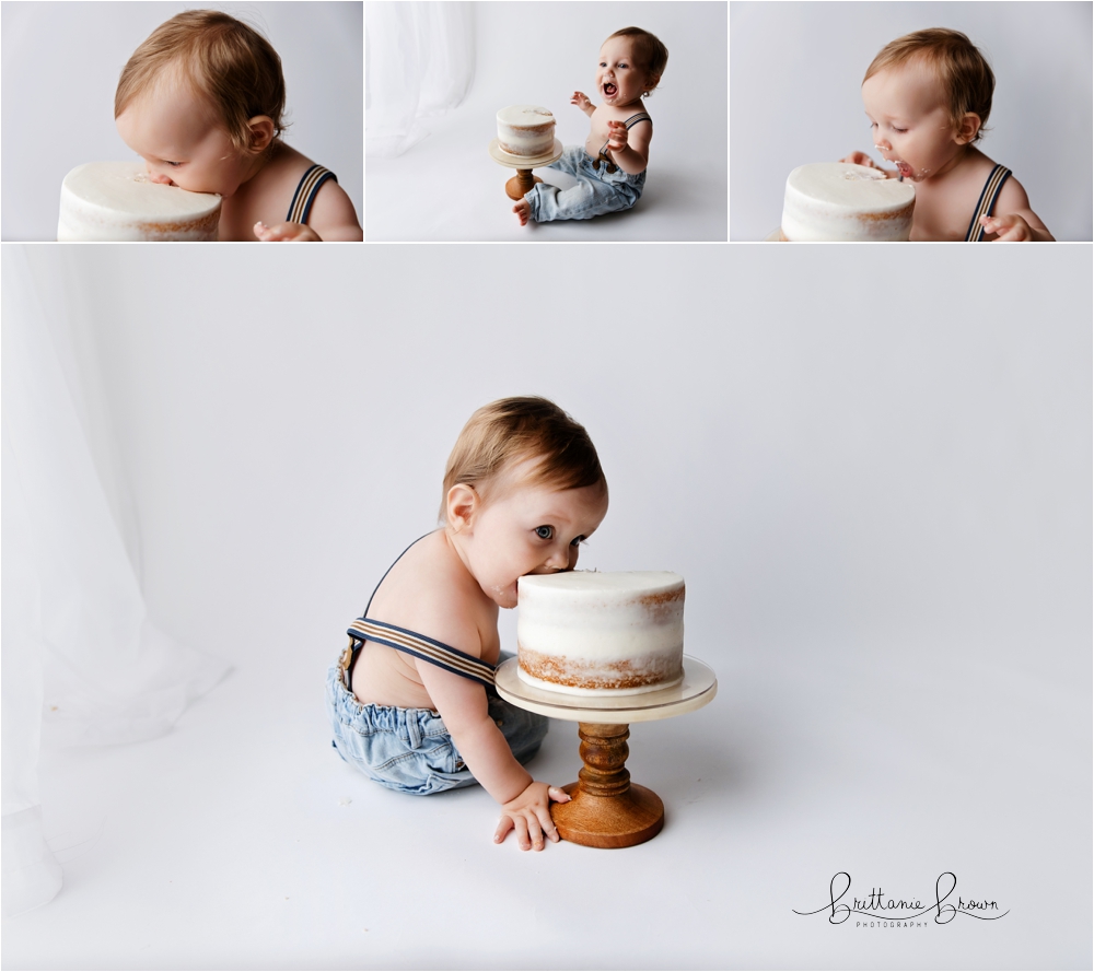 A unique way to eat a birthday cake, with your face first. 