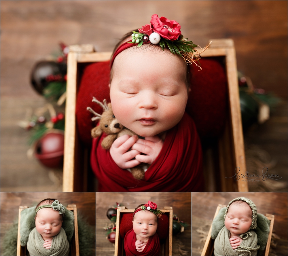 A heartwarming Christmas-themed newborn setup during a Newborn Sibling Session in Georgetown KY