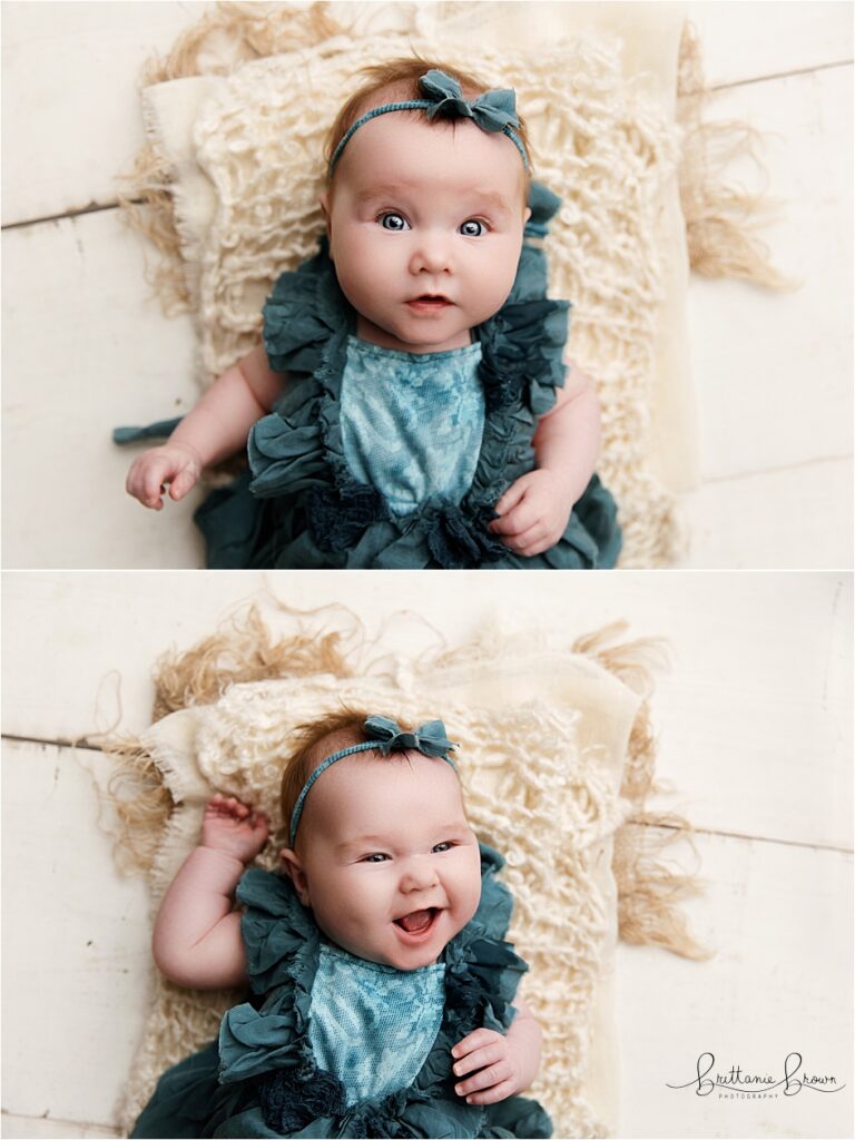 Child posing with a beautiful backdrop in a Georgetown, KY photography studio.