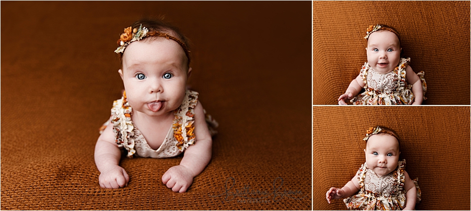 Smiling 3 month old during a milestone photography session.