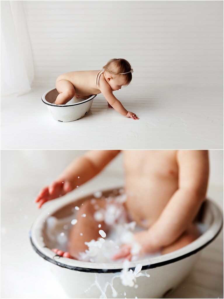 Bryce enjoying her milk bath session