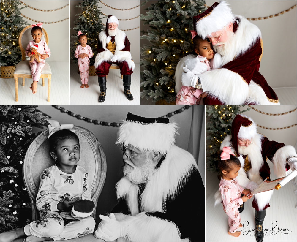 Santa Photo Session in Georgetown KY with a pouty but fun little girl.