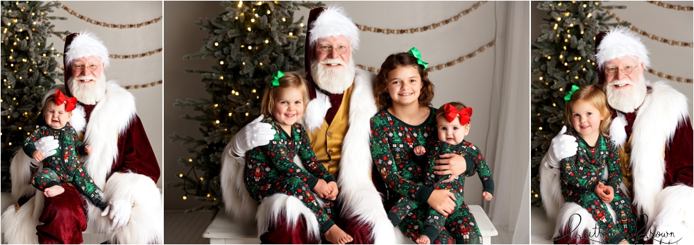 Two siblings laughing with Santa.