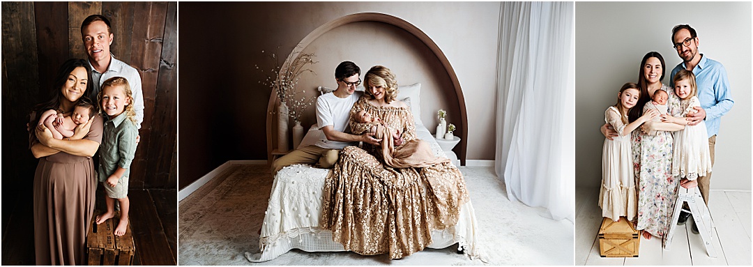 Posed and lifestyle images comparison for a family newborn session.
