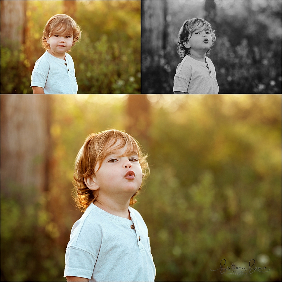 2 year old making funny faces during family session in Georgetown KY.