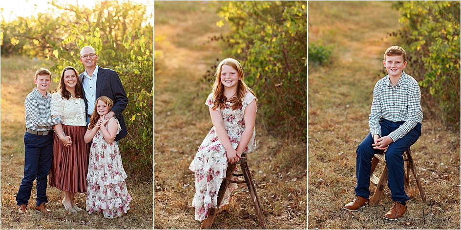 Sitting outside for golden light family pictures in Georgetown, KY